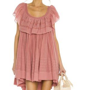 Free People Big Bloom Hailey Mini Dress XS Overlay Open Back Scoop Neck Pink